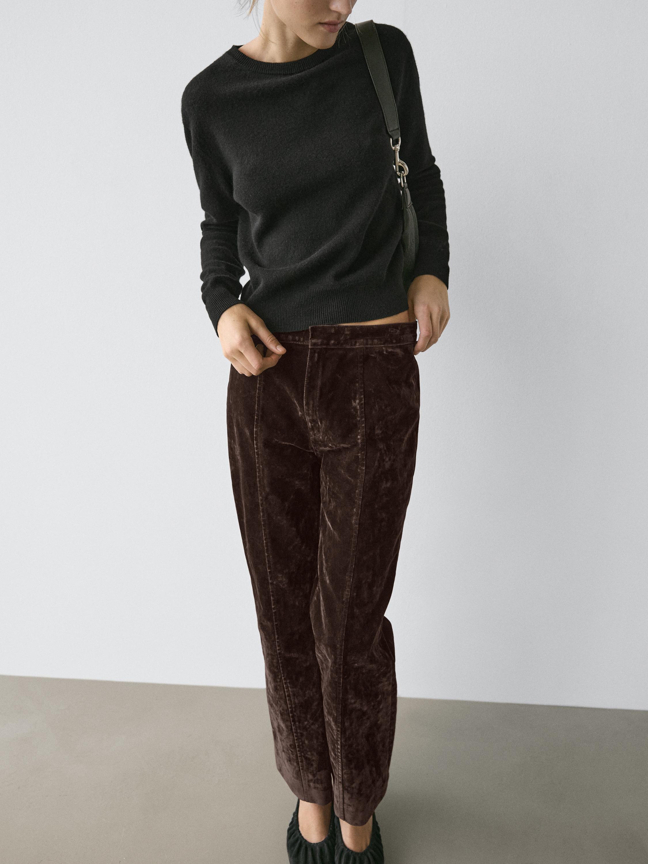 Wool blend crew neck knit sweater